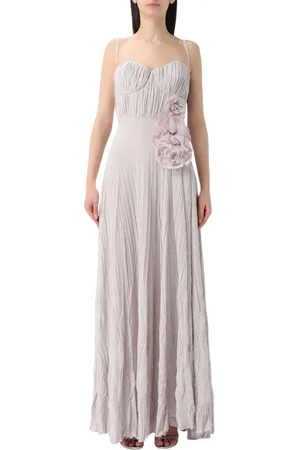 Elisabetta Franchi Sukienki, Kobieta, Różowy, S, Niebieska Metaliczna Sukienka Maxi