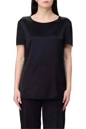Max Mara Koszulki, Kobieta, Czarny, 2XL, Elegancka Jedwabna Bluzka w Kremowym Kolorze
