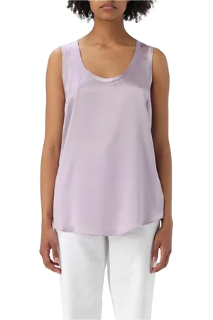 Brunello Cucinelli Koszulki, Kobieta, Fioletowy, M, Brązowy Jedwabny Top Cami