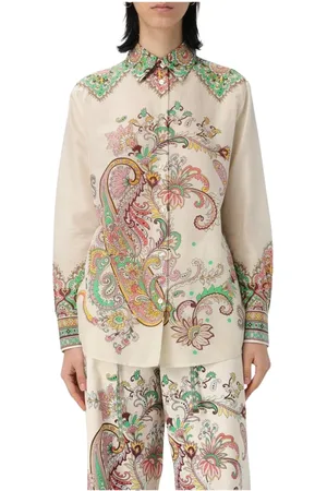 Etro Bluzki, Kobieta, Wielobarwność, XS, Koszula z bawełny z nadrukiem paisley
