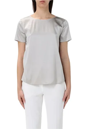 Emporio Armani Bluzki, Kobieta, Szary, 2XS, Niebieska Jedwabna Bluzka Elegancki Styl