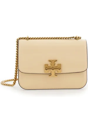 Tory Burch Torebki, Kobieta, Beżowy, ONE SIZE, Skóra, Eleanor Biała Torba Crossbody z Logo