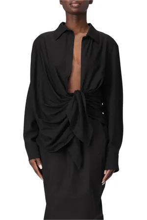 Jacquemus Bluzki, Kobieta, Czarny, S, Leandra Tie Front Shirt w Czarnym