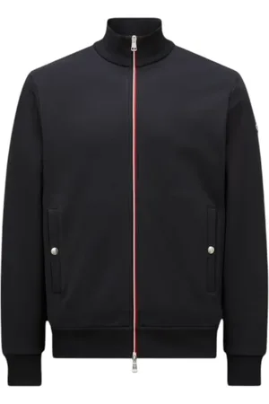 Moncler Bluzy, Mężczyzna, Niebieski, L, Bawełna, Tricolor Bluza z Zamkiem Bawełniana