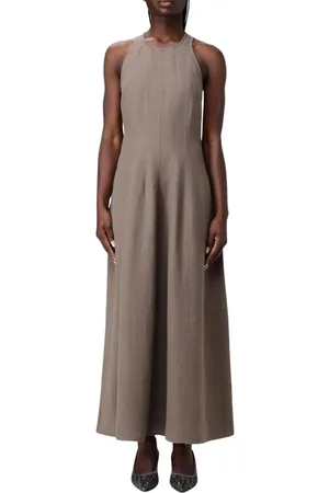 Brunello Cucinelli Sukienki, Kobieta, Szary, M, Elegancka Sukienka Maxi ALine
