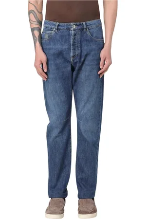 Brunello Cucinelli Jeansy, Mężczyzna, Niebieski, L, Nowoczesne Niebieskie Straight Leg Jeansy