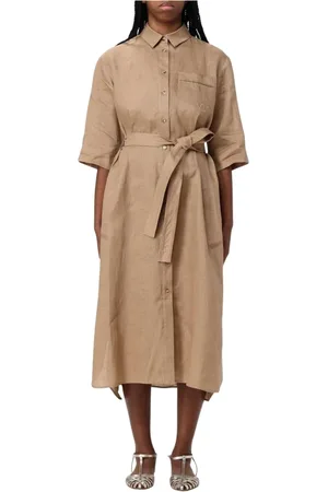 Max Mara Sukienki, Kobieta, brązowy, L, Elegancka Sukienka w Kolorze Camel