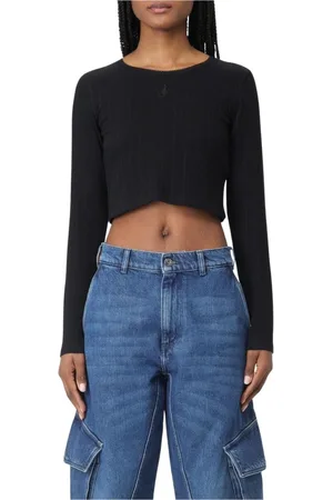 J.W.Anderson Koszulki, Kobieta, Czarny, M, Czarny Długi Rękaw Z Marszczeniami Crop Top
