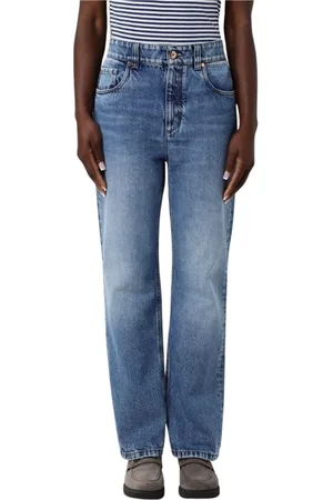 Brunello Cucinelli Jeansy, Kobieta, Niebieski, S, Eleganckie Niebieskie Straight Leg Jeansy