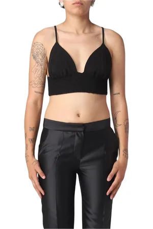FEDERICA TOSI Koszulki, Kobieta, Czarny, S, Elegancki Czarny Crop Top