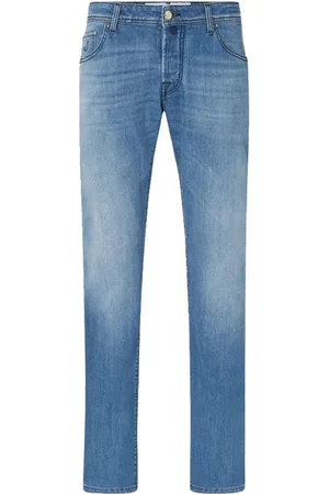 Jacob Cohen Jeansy, Mężczyzna, Niebieski, W34, Dżinsy Slim Fit z Pranego Bawełny