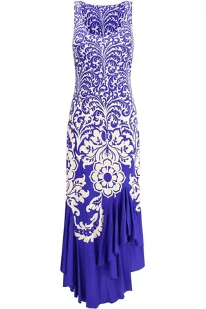 Etro Sukienki, Kobieta, Niebieski, M, Elegancka Długa Sukienka z Wycięciem