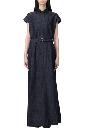 Brunello Cucinelli Sukienki, Kobieta, Niebieski, L, Denim, Niebieska Dżinsowa Sukienka Maxi