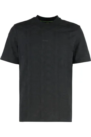 HUGO BOSS Koszulki, Mężczyzna, Czarny, S, Żakardowy T-shirt z bawełny