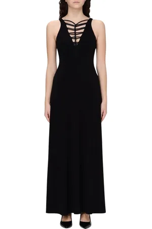 Emporio Armani Sukienki, Kobieta, Czarny, L, Niebieska Sukienka Maxi Elegancki Styl
