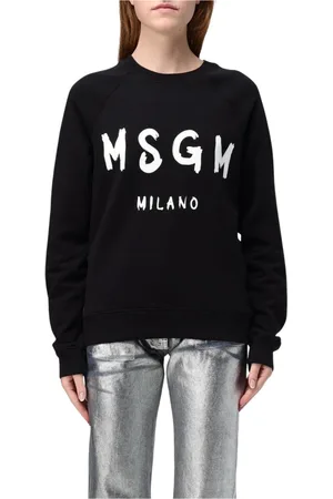 Msgm Bluzy, Kobieta, Czarny, L, Czarny Bluza Milano Logo Damska