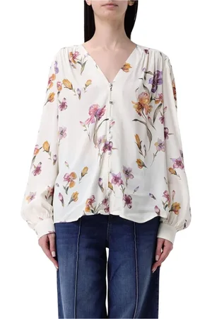 Twin-Set Bluzki, Kobieta, Biały, 2XL, Elegancka Kwiatowa Bluzka