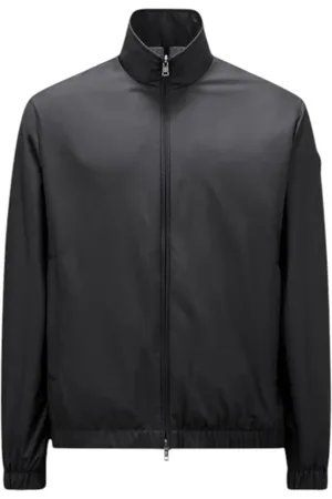 Moncler Kurtki, Mężczyzna, Czarny, XL, Bawełna, Czarna Kurtka Windbreaker z Elementami Skóry
