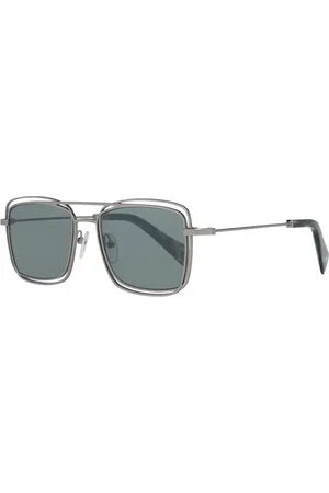 YOHJI YAMAMOTO Akcesoria, Mężczyzna, Szary, ONE SIZE, Gunmetal Okrągłe Okulary przeciwsłoneczne z Ochroną UV