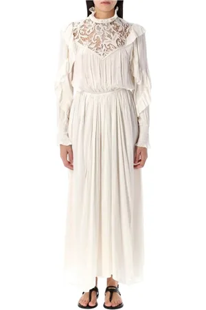 Isabel Marant Sukienki, Kobieta, Beżowy, S, Elegancka Iworyjna Sukienka Maxi z Koronką