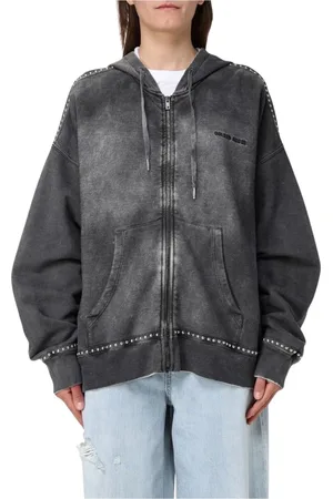 Golden Goose Bluzy, Kobieta, Szary, M, Haftka Zip Up Hoodie