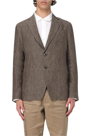 Emporio Armani Kurtki, Mężczyzna, Zielony, XL, Elegancki lniany blezer
