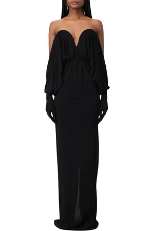 Saint Laurent Sukienki, Kobieta, Czarny, M, Elegancka Czarna Sukienka Maxi Dekolt Serce