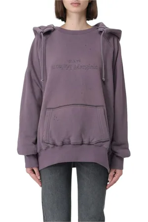 Maison Margiela Bluzy, Kobieta, Fioletowy, S, Zniszczony Fioletowy Hoodie