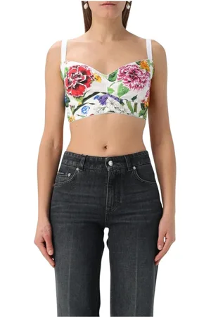 Dolce & Gabbana Koszulki, Kobieta, Wielobarwność, S, Kwiatowy Top Camisole