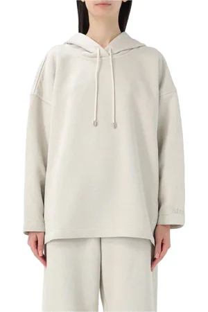 Max Mara Bluzy, Kobieta, Beżowy, S, Elegancki Beżowy Sweter z Kapturem