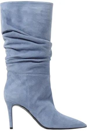 Via Roma Buty, Kobieta, Niebieski, 39 EU, Zamsz, Niebieskie Zamszowe Kozaki za Kolano