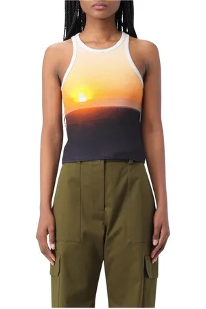 Msgm Koszulki, Kobieta, Wielobarwność, M, Żółty top Sunset