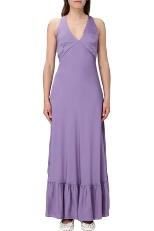 Twin-Set Sukienki, Kobieta, Fioletowy, 2XS, Rayon, Elegancka Liliowa Sukienka Maxi