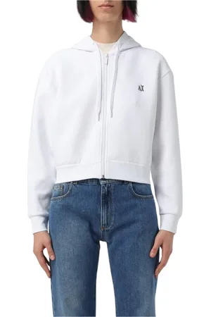 Armani Exchange Bluzy, Kobieta, Biały, M, Biała Bluza z Zamkiem