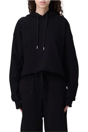 DISCLAIMER Bluzy, Kobieta, Czarny, M, Czarny Cropped Hoodie Sweter