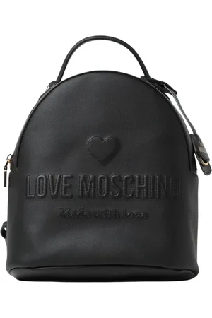Moschino Torebki, Kobieta, Czarny, ONE SIZE, Czarny plecak z tłoczonym logo