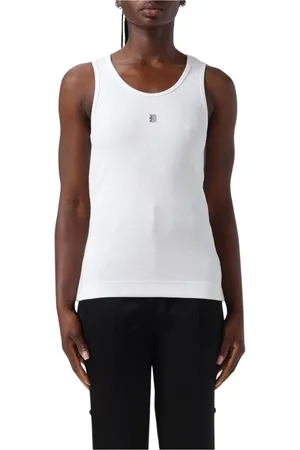 Givenchy Koszulki, Kobieta, Biały, S, Top z żebrowanym wzorem i logo