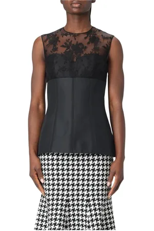 Alexander McQueen Koszulki, Kobieta, Czarny, S, Elegancka Koronkowa Bluzka