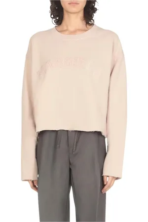 Maison Margiela Bluzy, Kobieta, Różowy, M, Czarny Bluza z Haftem Logo