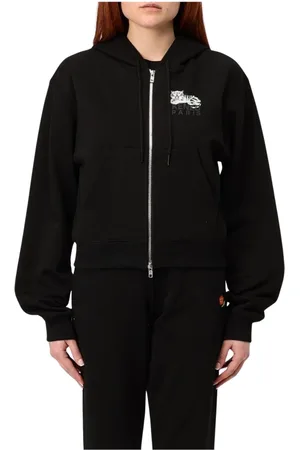 Kenzo Bluzy, Kobieta, Czarny, XS, Czarny Tiger Zip Up Hoodie