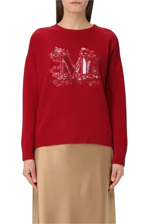 Max Mara Swetry, Kobieta, Czerwony, S, Czerwony Sweter z Cekinami Luźny Krój