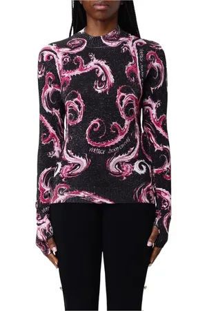 VERSACE Swetry, Kobieta, Czarny, L, Czarny Swirl Sweter