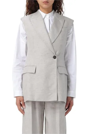 Brunello Cucinelli Kurtki, Kobieta, Szary, S, Elegancki Żakiet bez Rękawów