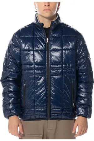 Pop Trading Company Kurtki, Mężczyzna, Niebieski, M, Nylon, Odwrotna Pikowana Kurtka Puchowa Navy Drizzle