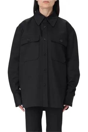 Saint Laurent Kurtki, Kobieta, Czarny, M, Czarna Koszula Bawełniana, Elegancka i wszechstronna