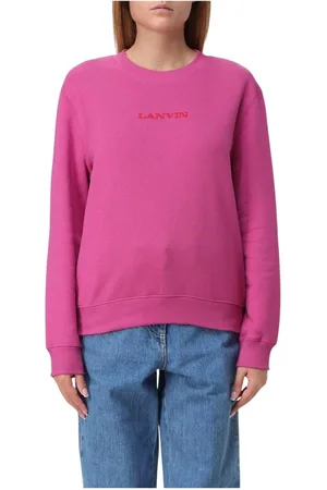 Lanvin Bluzy, Kobieta, Różowy, M, Fuchsia Bluza z Logo Moda Damska