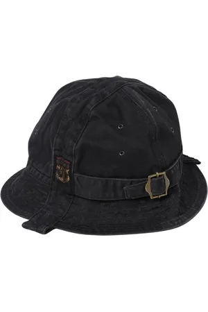 KAPITAL Akcesoria, Mężczyzna, Czarny, ONE SIZE, Stylowy Czarny Bucket Hat Zapięcie