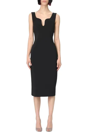 Giorgio Armani Sukienki, Kobieta, Czarny, S, Elegancka Czarna Sukienka Midi z Dekoltem w Serek