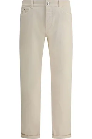 Brunello Cucinelli Jeansy, Mężczyzna, Beżowy, XL, Klasyczne Jeansyy z Podwiniętym Dołem