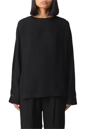 Fabiana Filippi Koszulki, Kobieta, Czarny, S, Jedwabna Bluzka Luźny Fason Elegancki Top